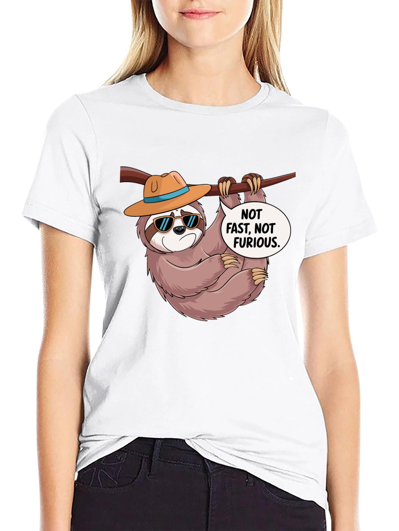 Funny Sloth T-Shirt: Not Fast Not Furious Graphic Tee