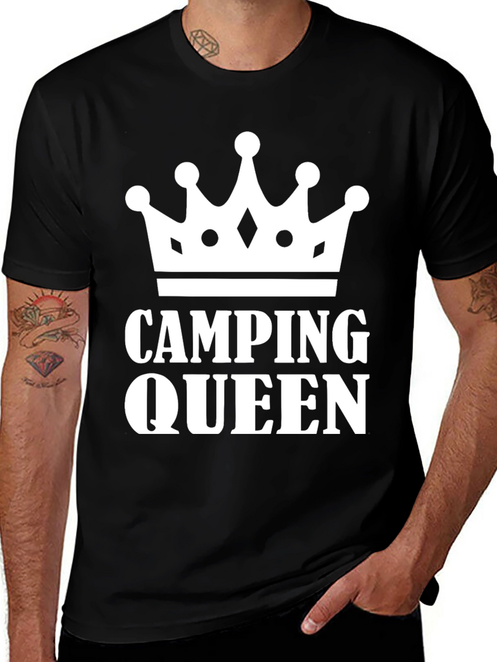 Camping Queen Graphic T-Shirt - Black