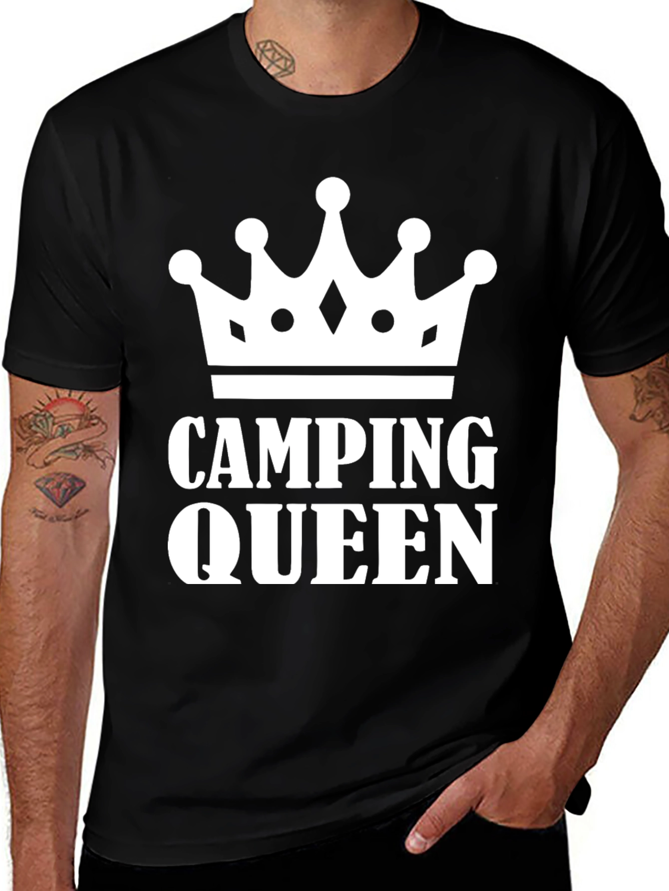 Camping Queen Graphic T-Shirt - Black