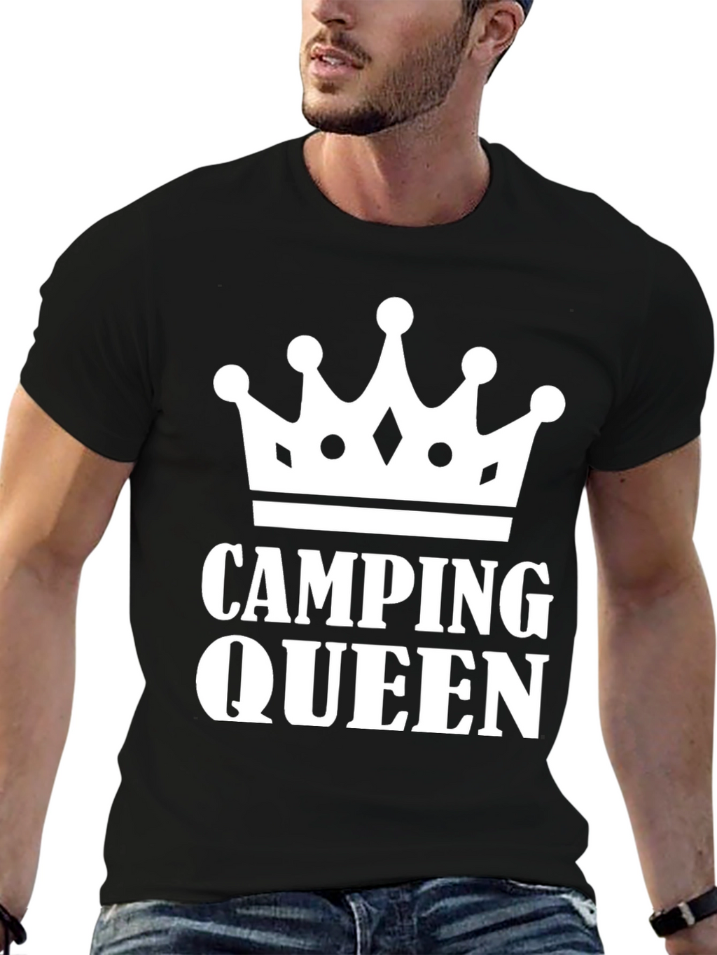Camping Queen Graphic T-Shirt - Black