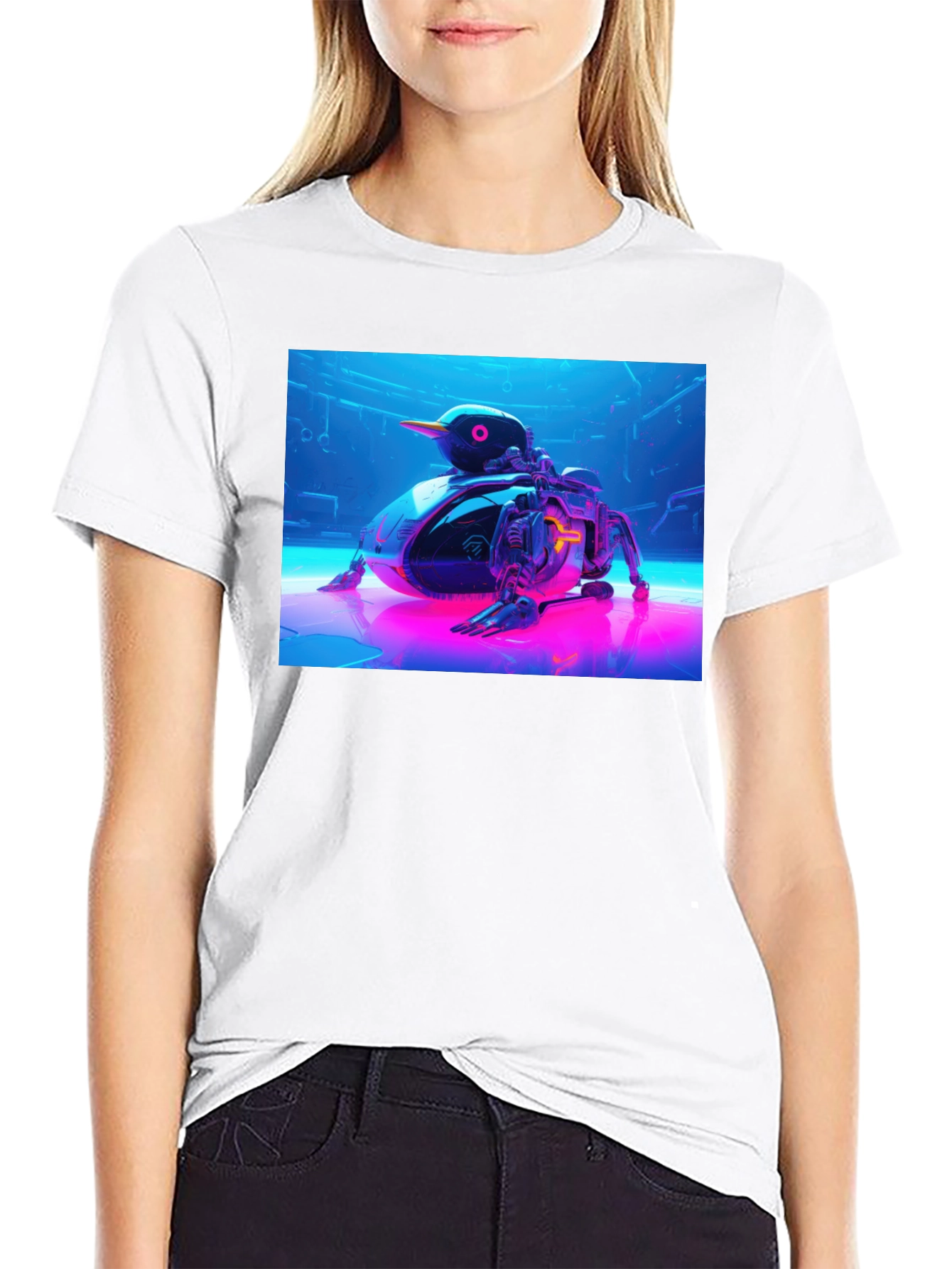 Cyberpunk Duck T-Shirt - Futuristic Design