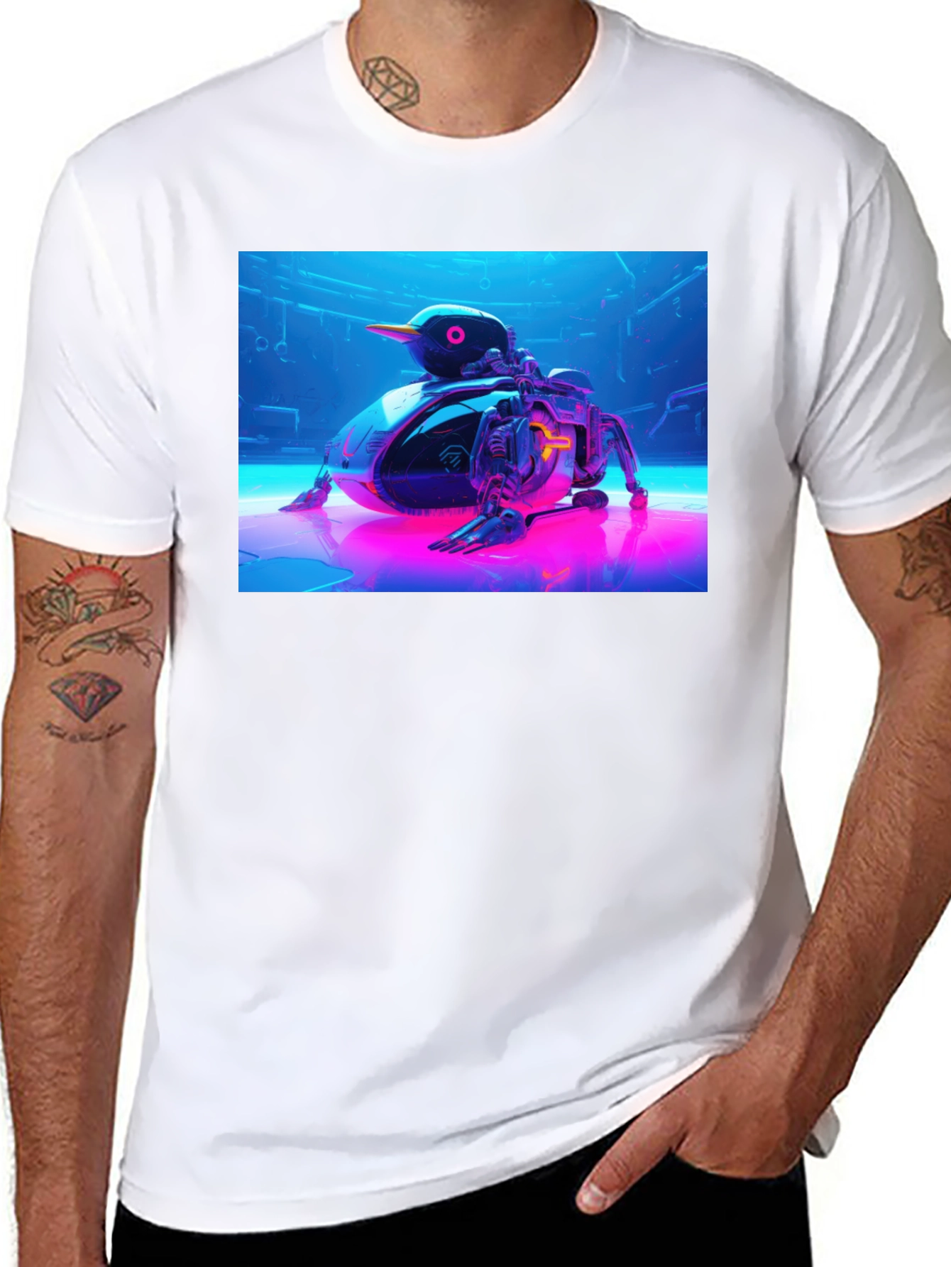 Cyberpunk Duck T-Shirt - Futuristic Design