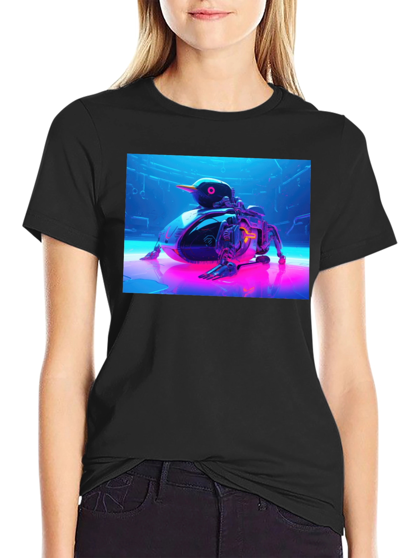 Cyberpunk Duck T-Shirt - Futuristic Design