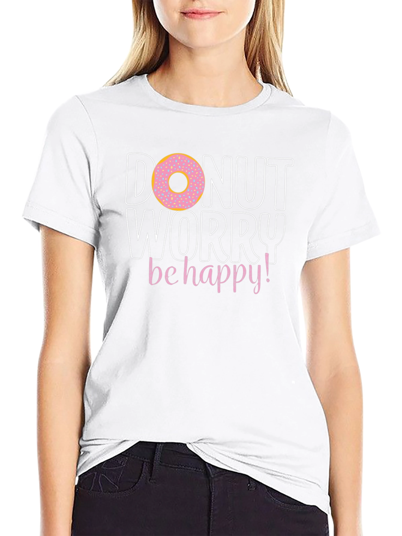 Donut Worry Be Happy Graphic T-Shirt