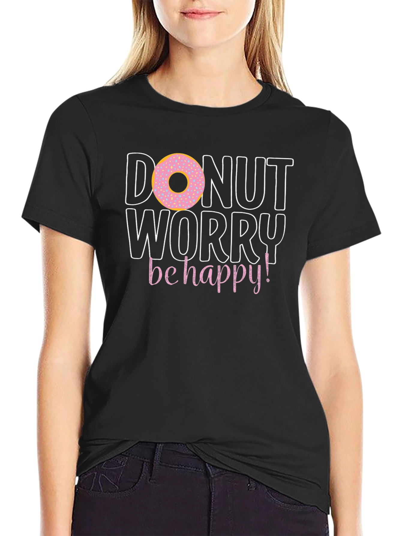 Donut Worry Be Happy Graphic T-Shirt