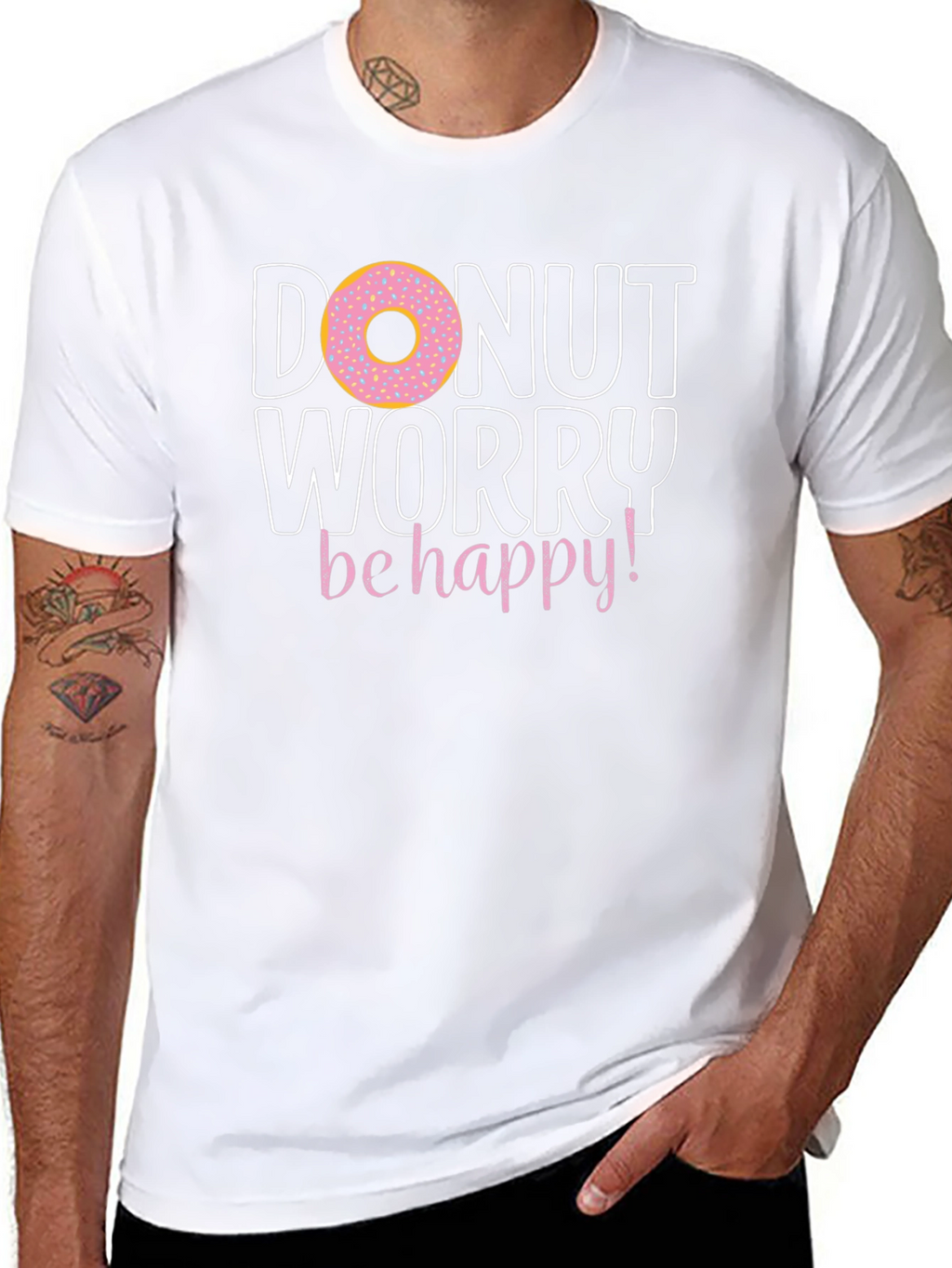 Donut Worry Be Happy Graphic T-Shirt
