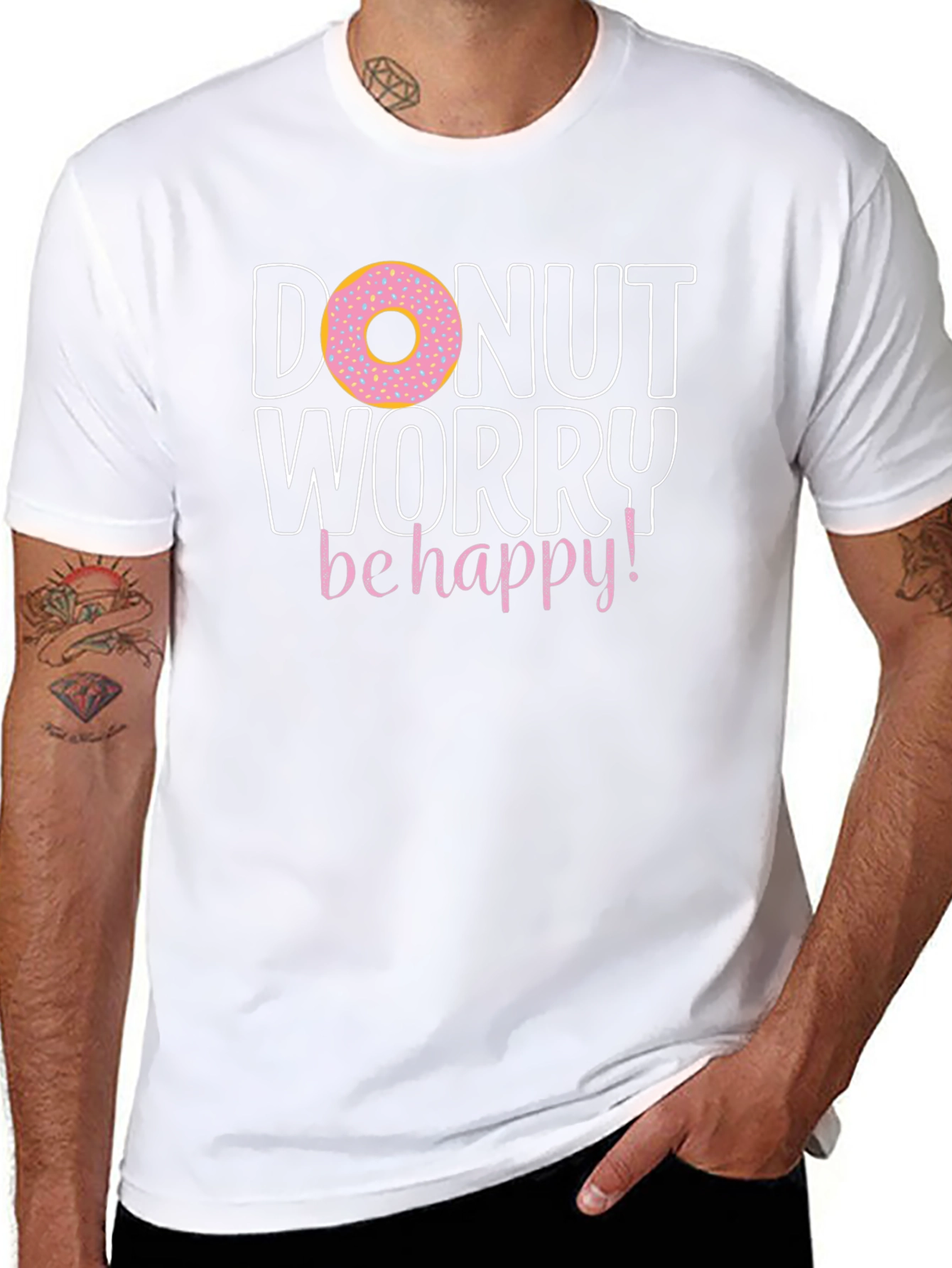 Donut Worry Be Happy Graphic T-Shirt
