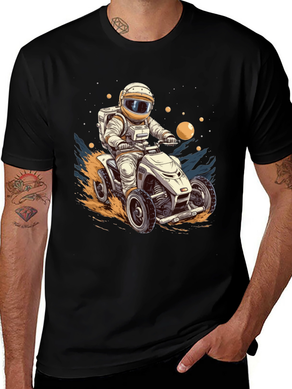 Astronaut ATV Ride Graphic T-Shirt - Space Adventure Tee