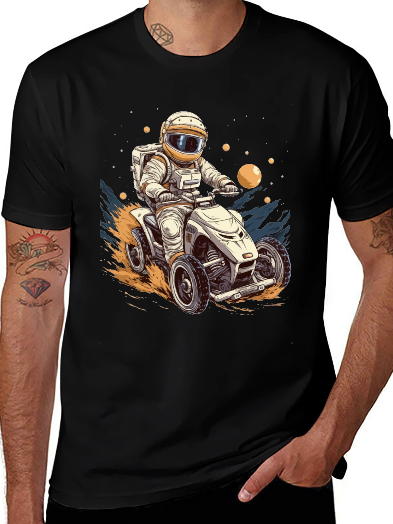Astronaut ATV Ride Graphic T-Shirt - Space Adventure Tee