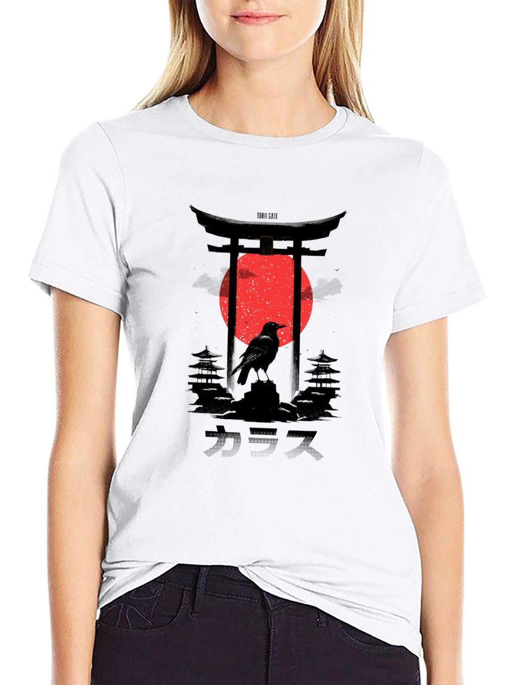 Japanese Crow Graphic Tee - Black