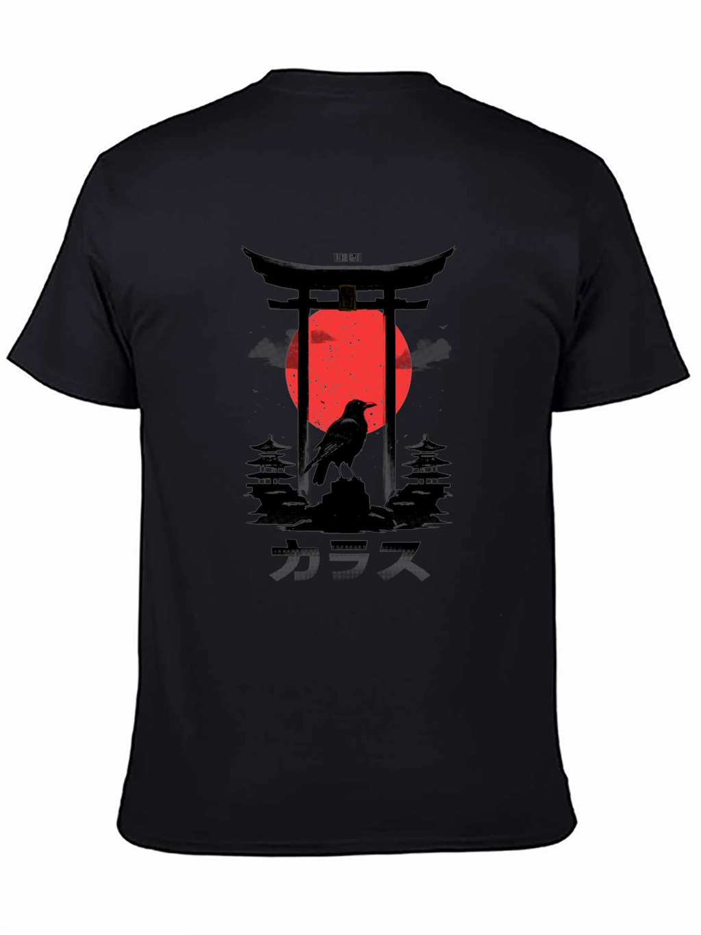 Japanese Crow Graphic Tee - Black