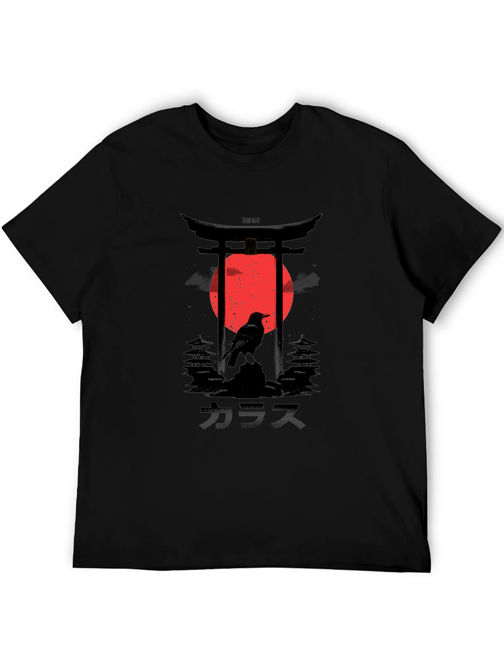 Japanese Crow Graphic Tee - Black