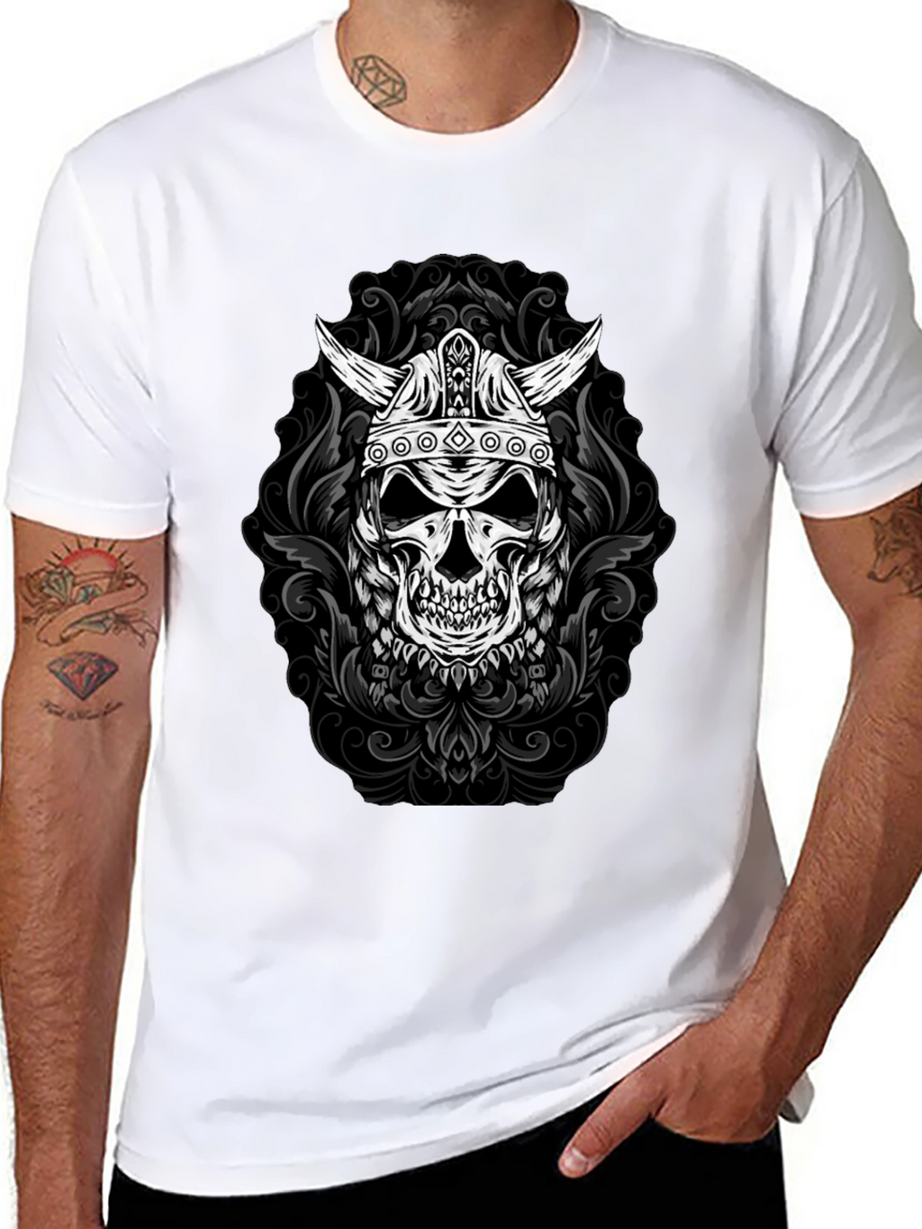 Viking Skull Graphic Tee - Black T-Shirt
