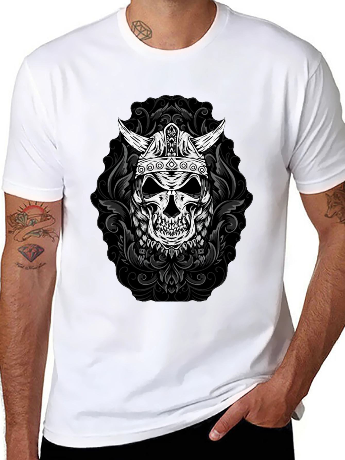 Viking Skull Graphic Tee - Black T-Shirt