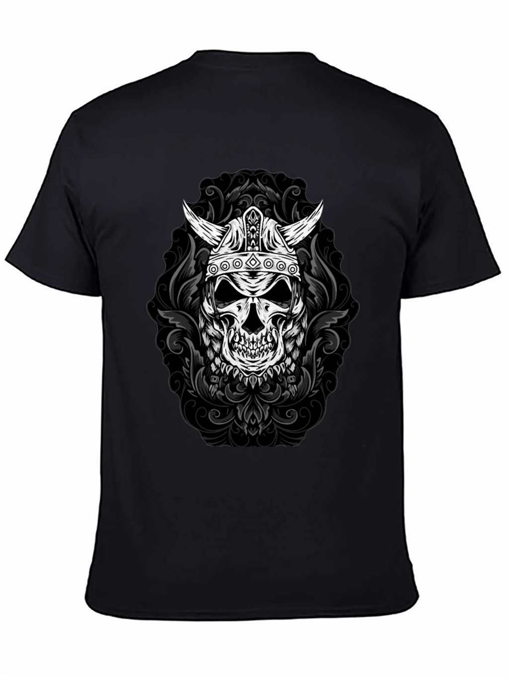 Viking Skull Graphic Tee - Black T-Shirt