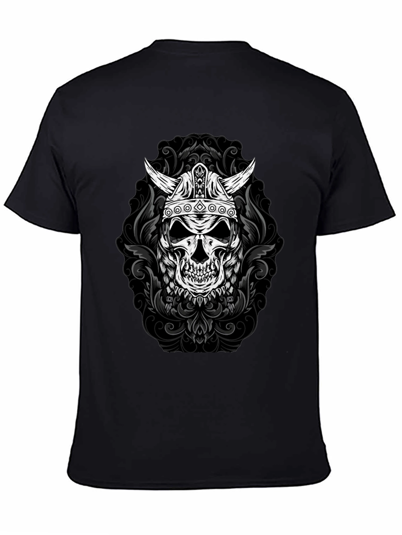 Viking Skull Graphic Tee - Black T-Shirt