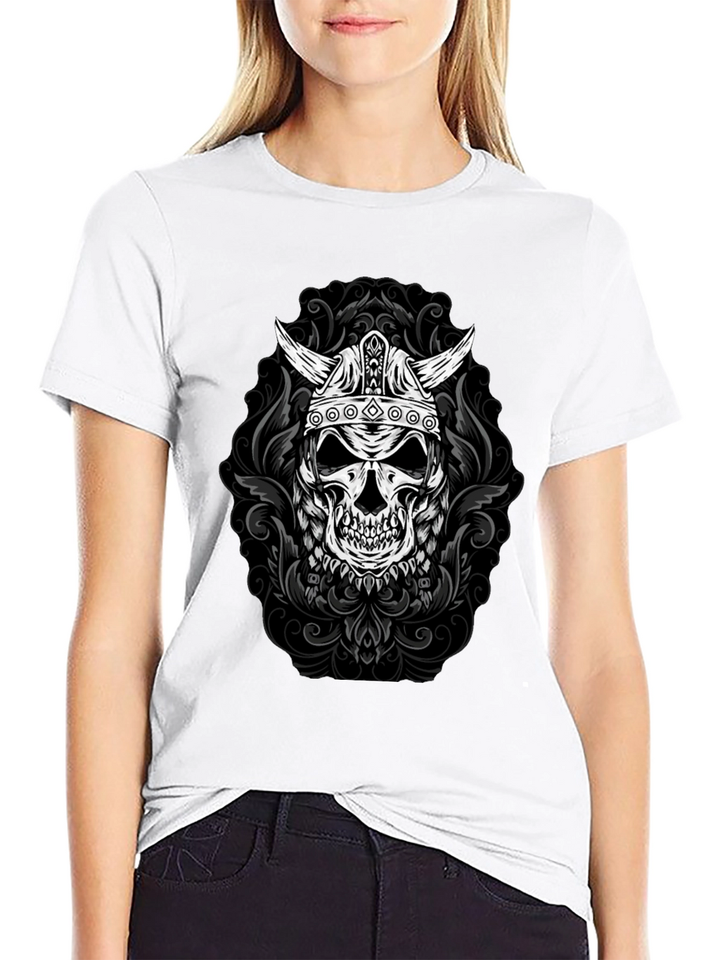 Viking Skull Graphic Tee - Black T-Shirt