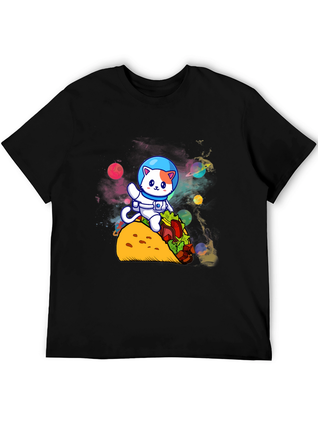Astronaut Cat Riding Taco T-Shirt