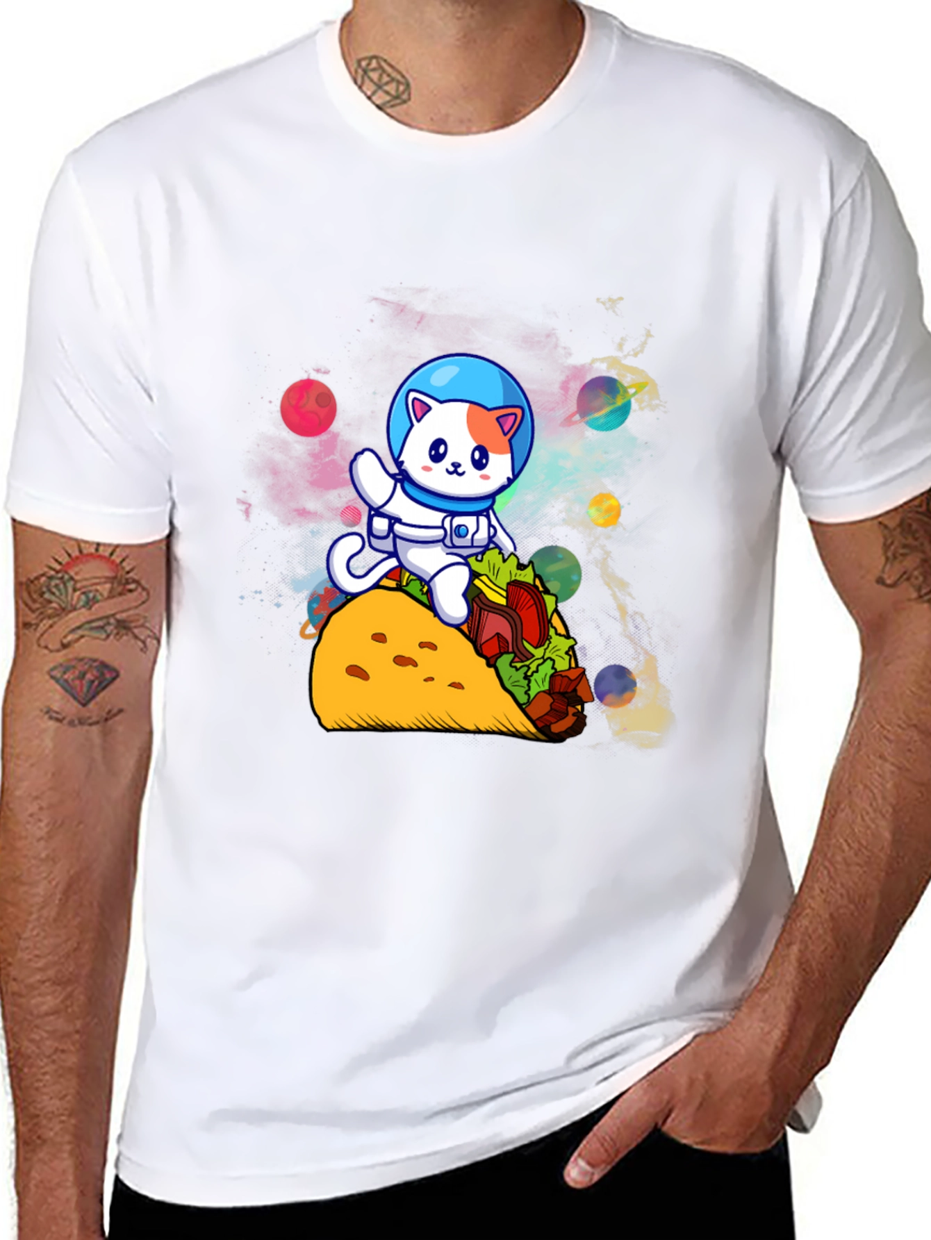 Astronaut Cat Riding Taco T-Shirt