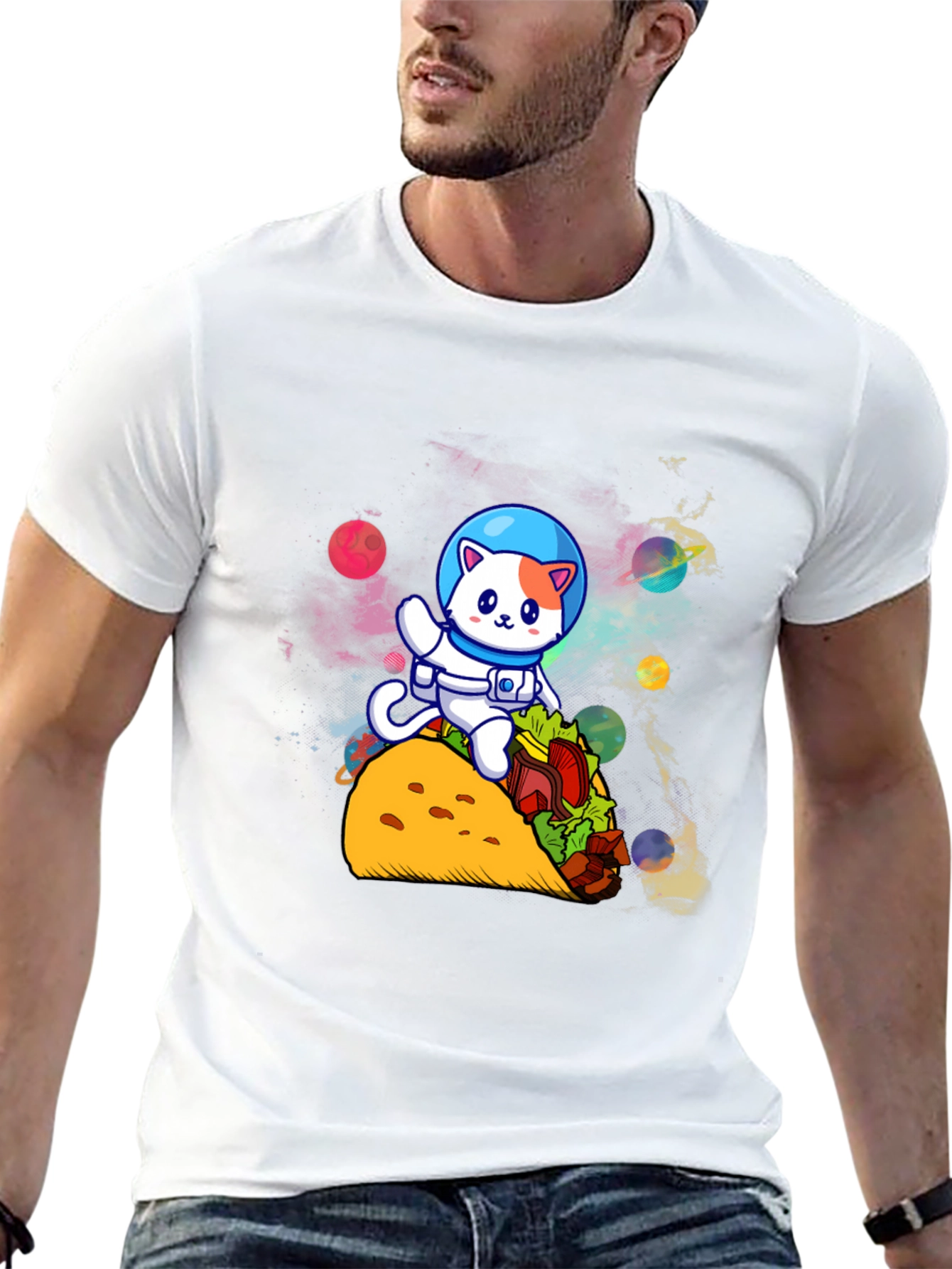 Astronaut Cat Riding Taco T-Shirt