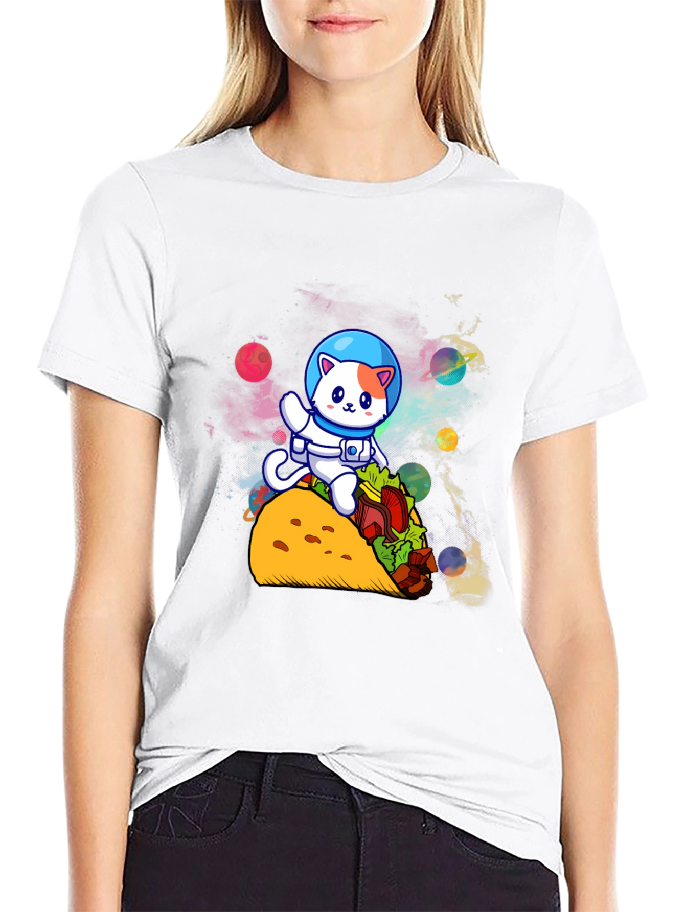 Astronaut Cat Riding Taco T-Shirt