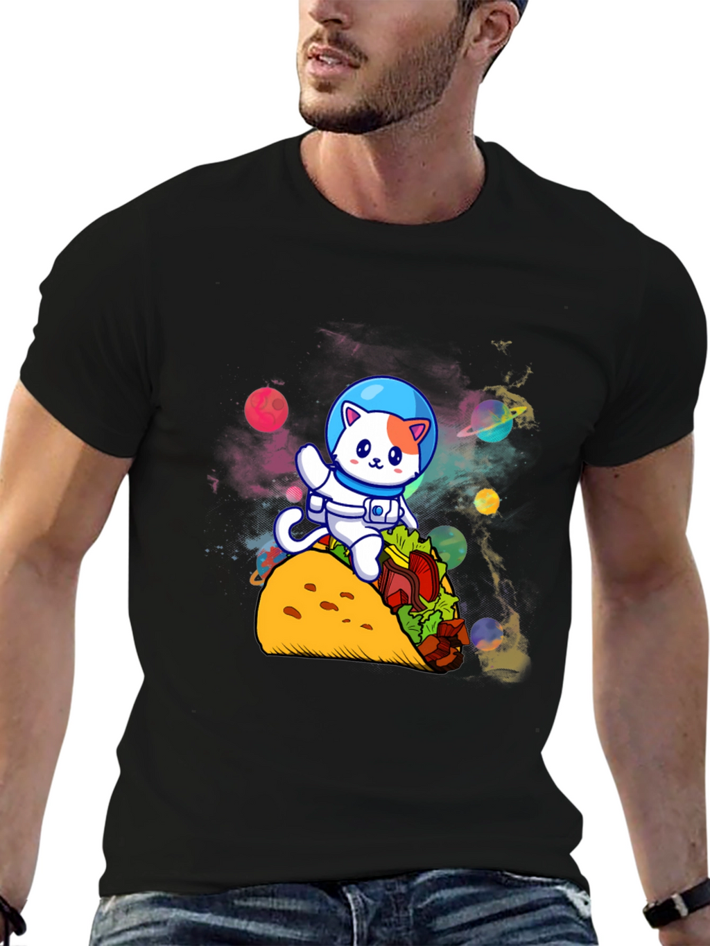 Astronaut Cat Riding Taco T-Shirt
