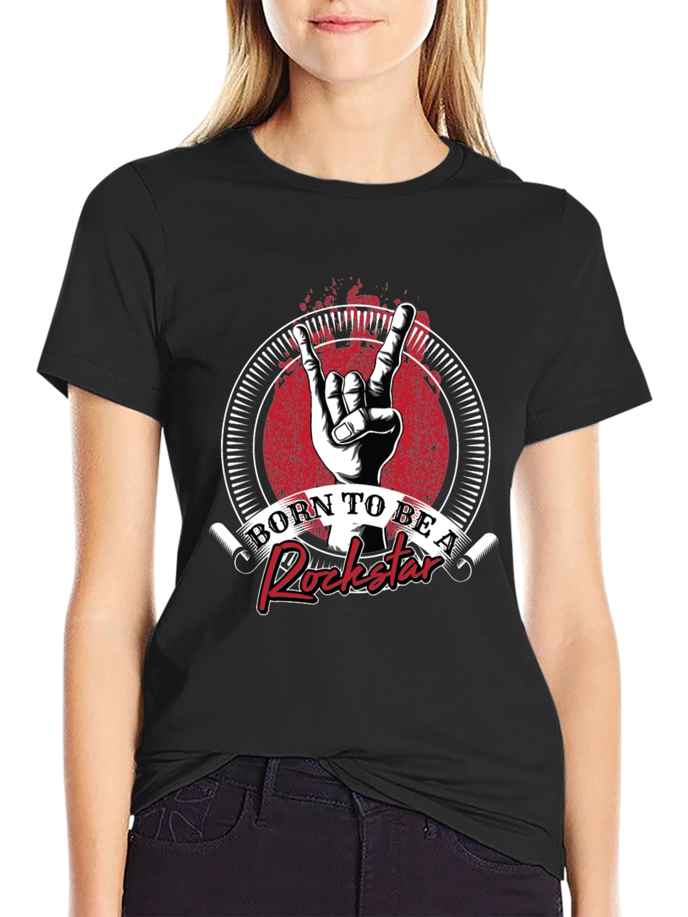 Born to be a Rockstar Graphic T-Shirt - Mens Crew Neck Tee