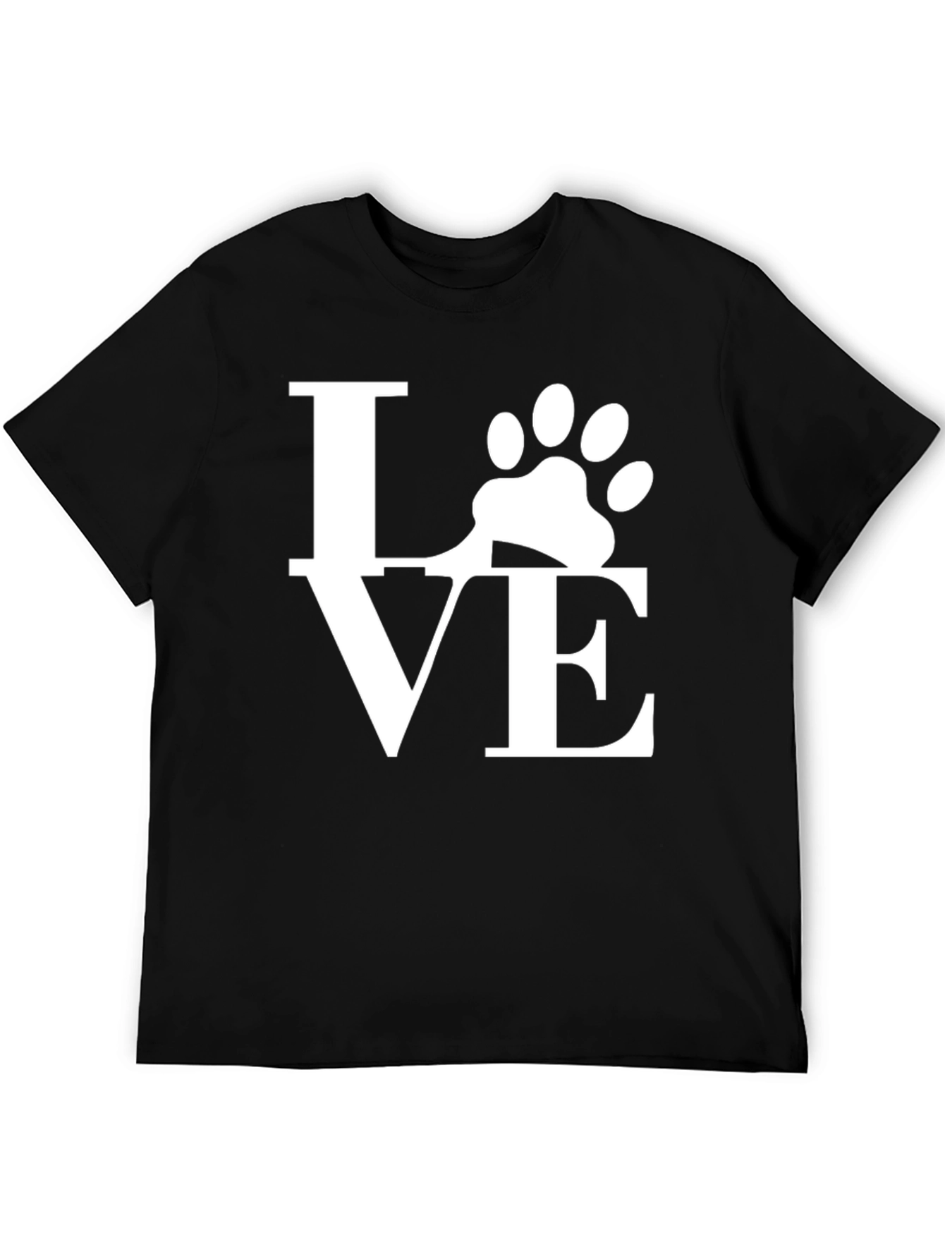 Love Paw Print Graphic T-Shirt - Black