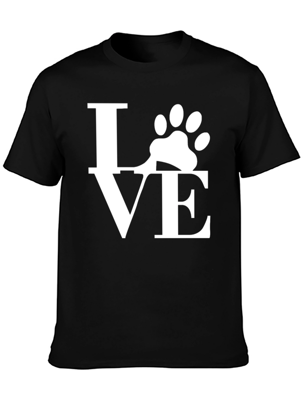 Love Paw Print Graphic T-Shirt - Black