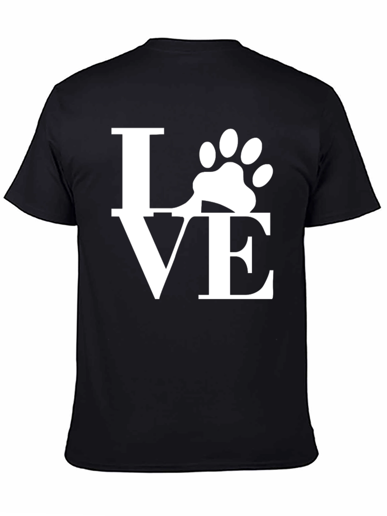 Love Paw Print Graphic T-Shirt - Black