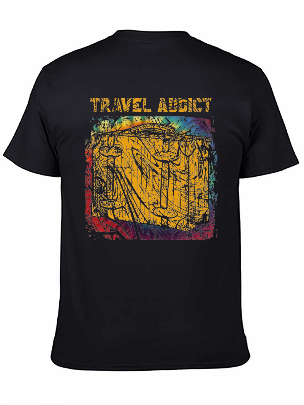 Travel Addict Graphic Tee - Black Casual T-Shirt