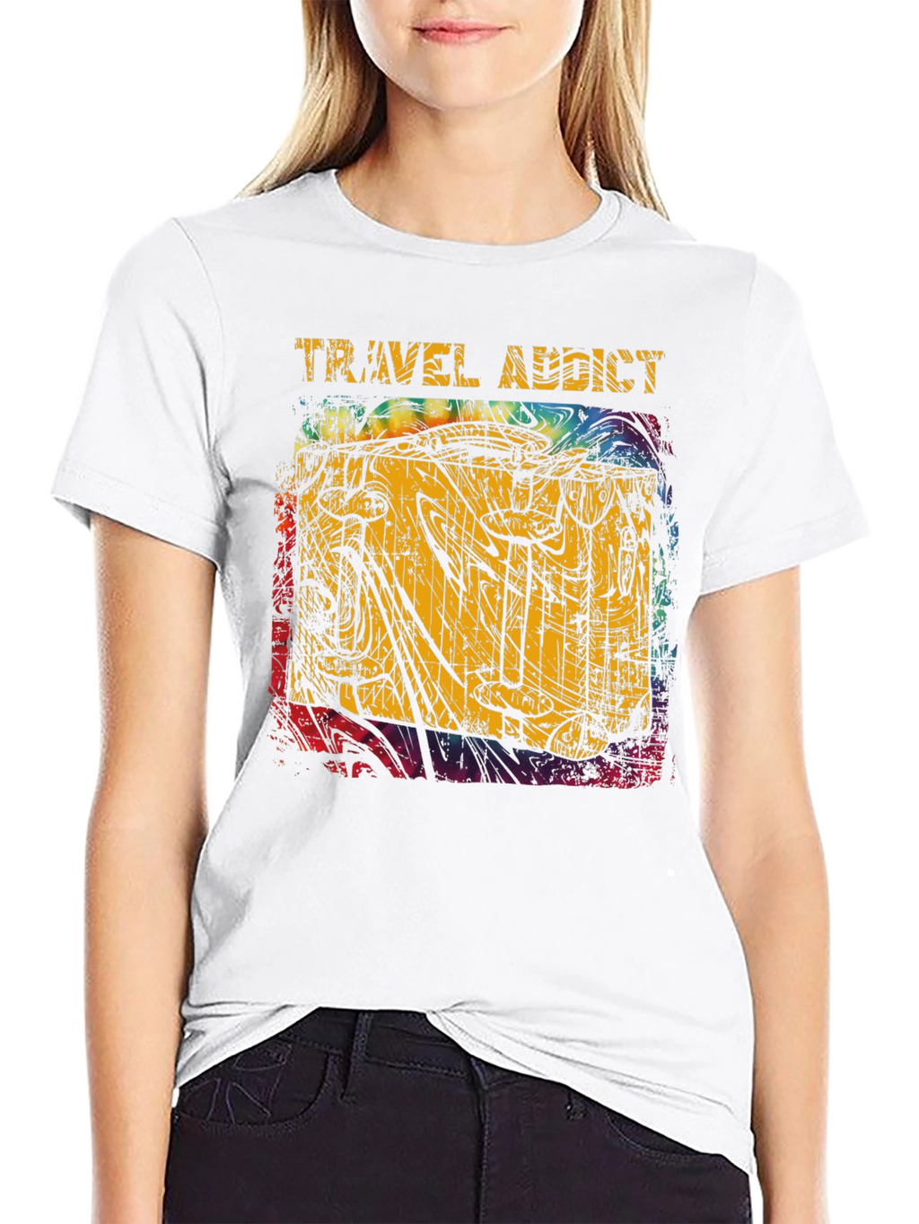 Travel Addict Graphic Tee - Black Casual T-Shirt