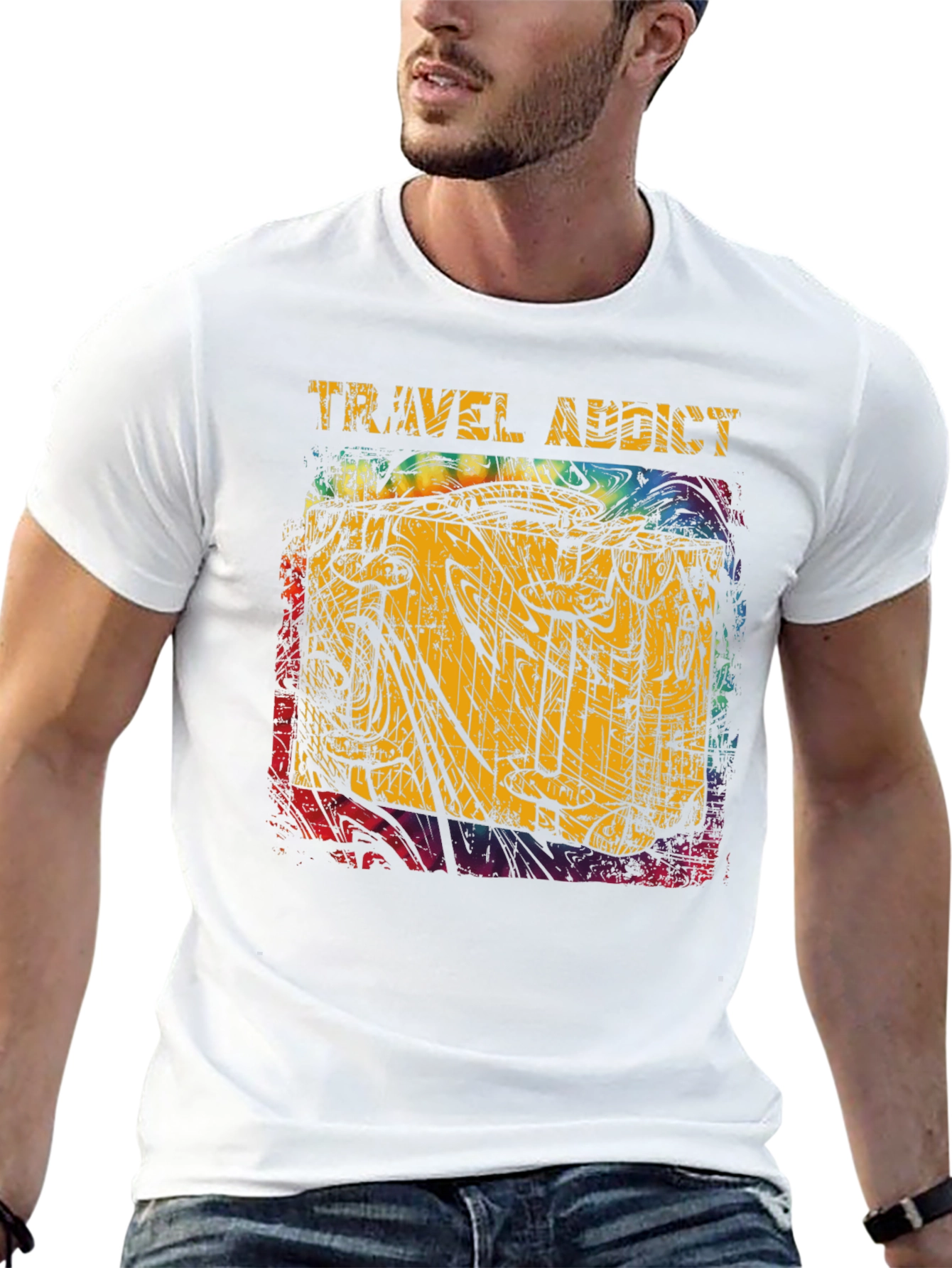 Travel Addict Graphic Tee - Black Casual T-Shirt