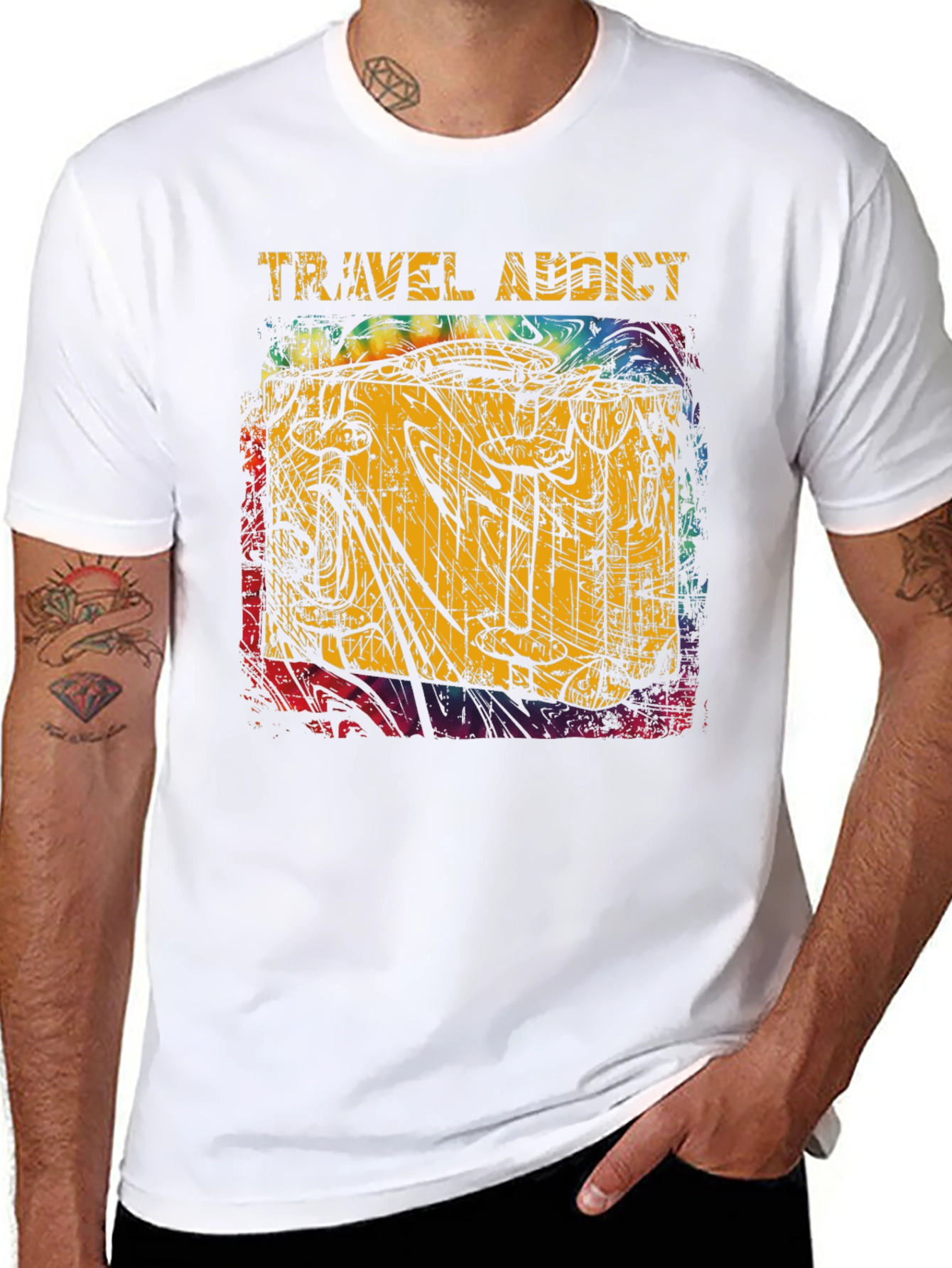 Travel Addict Graphic Tee - Black Casual T-Shirt
