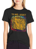 Travel Addict Graphic Tee - Black Casual T-Shirt