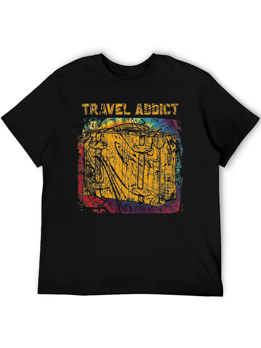 Travel Addict Graphic Tee - Black Casual T-Shirt