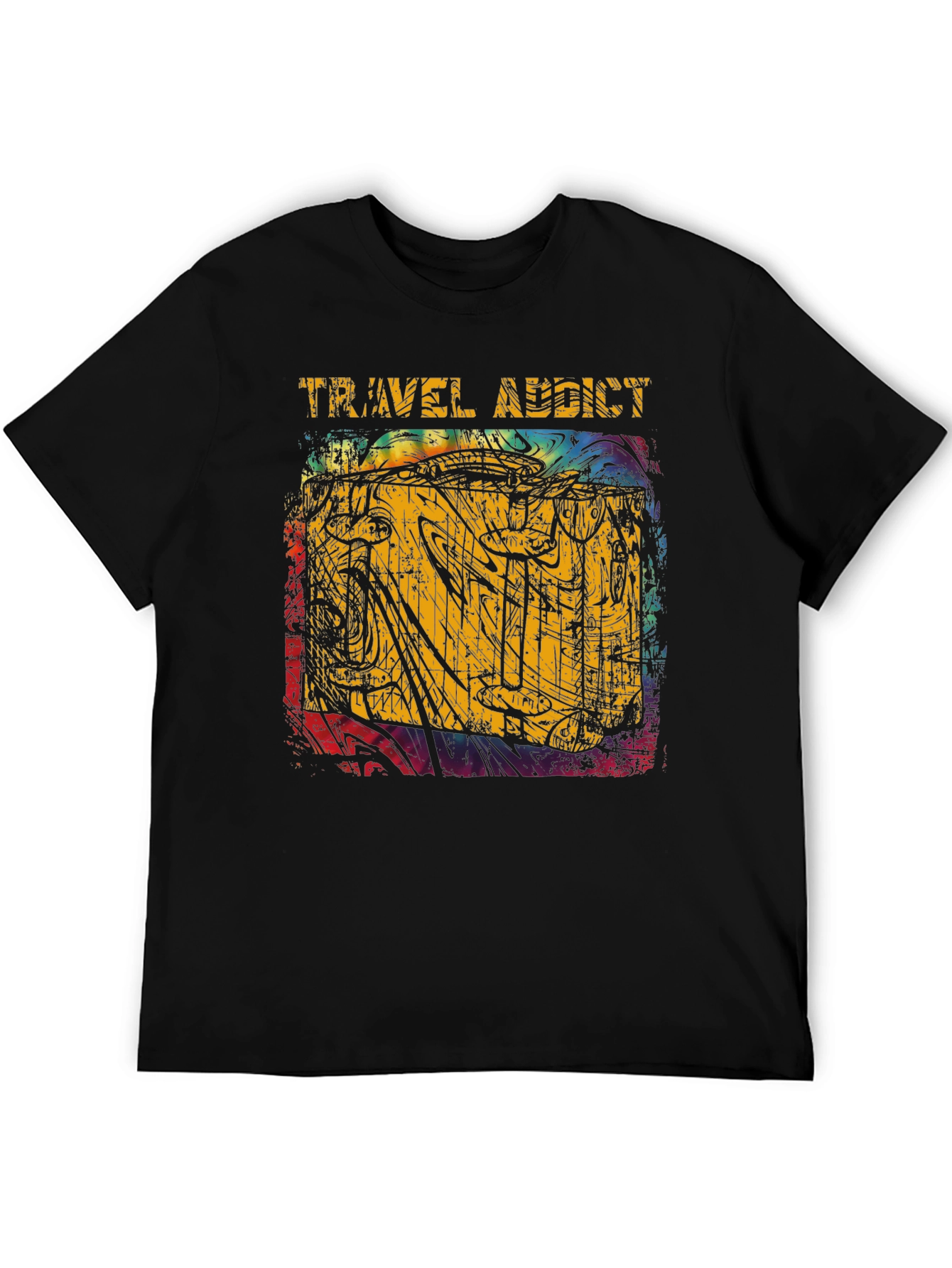 Travel Addict Graphic Tee - Black Casual T-Shirt