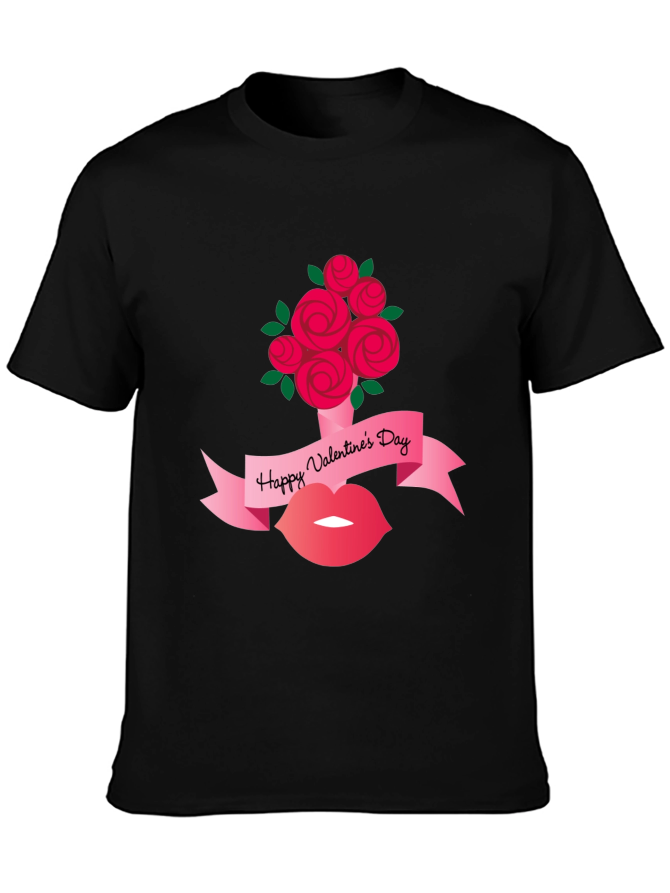 Valentines Day Roses and Lips Graphic Tee