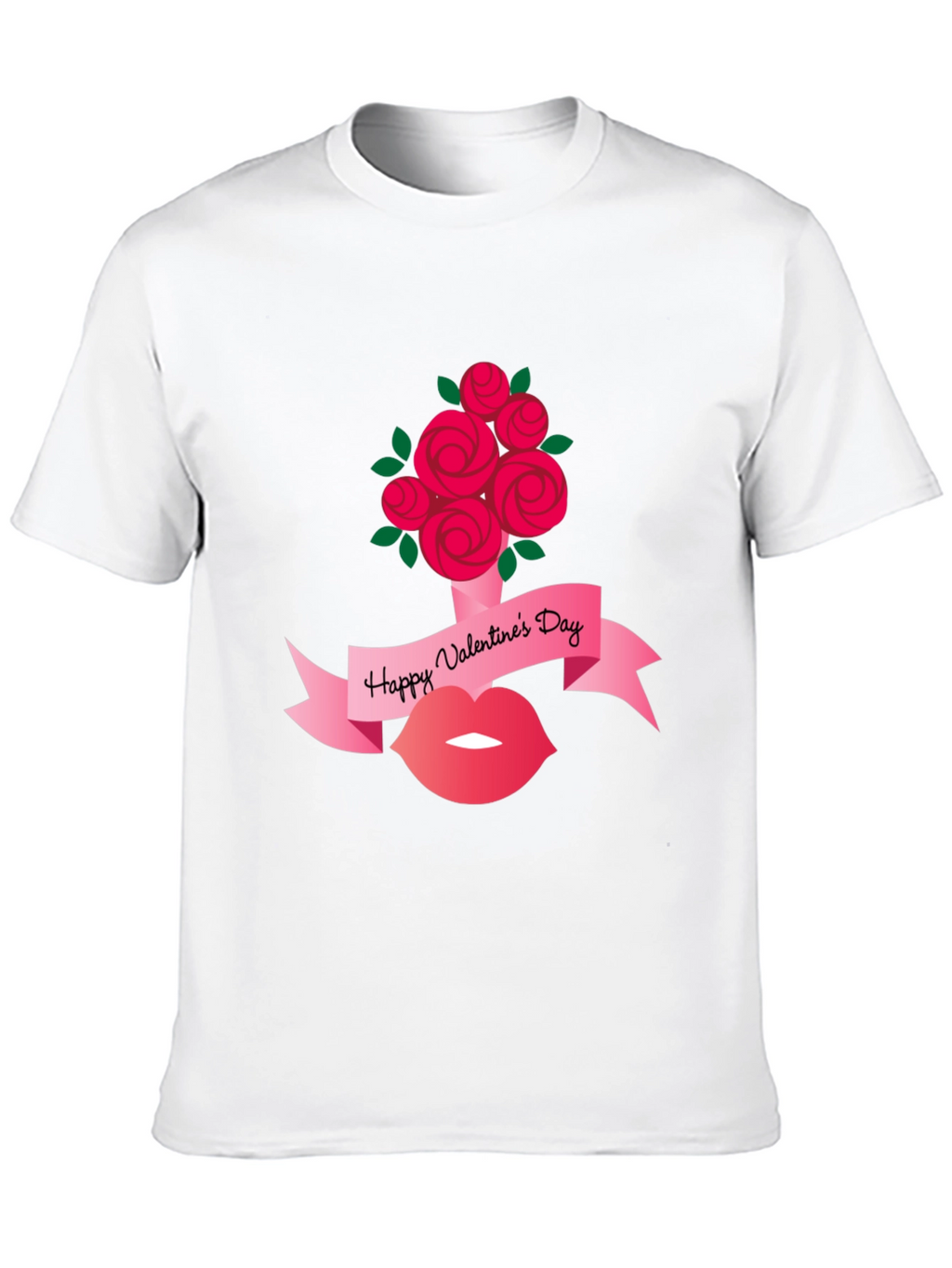 Valentines Day Roses and Lips Graphic Tee