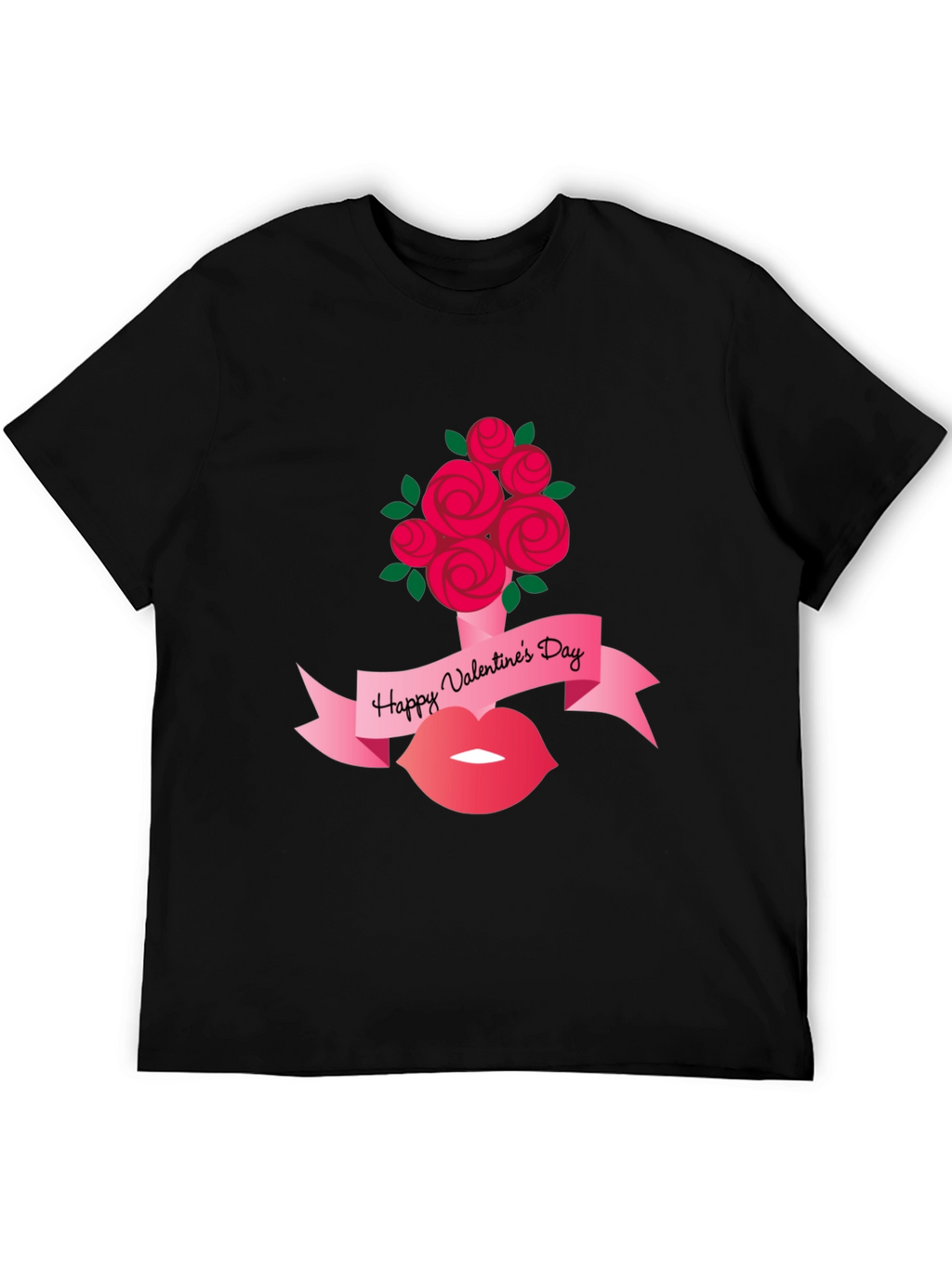 Valentines Day Roses and Lips Graphic Tee