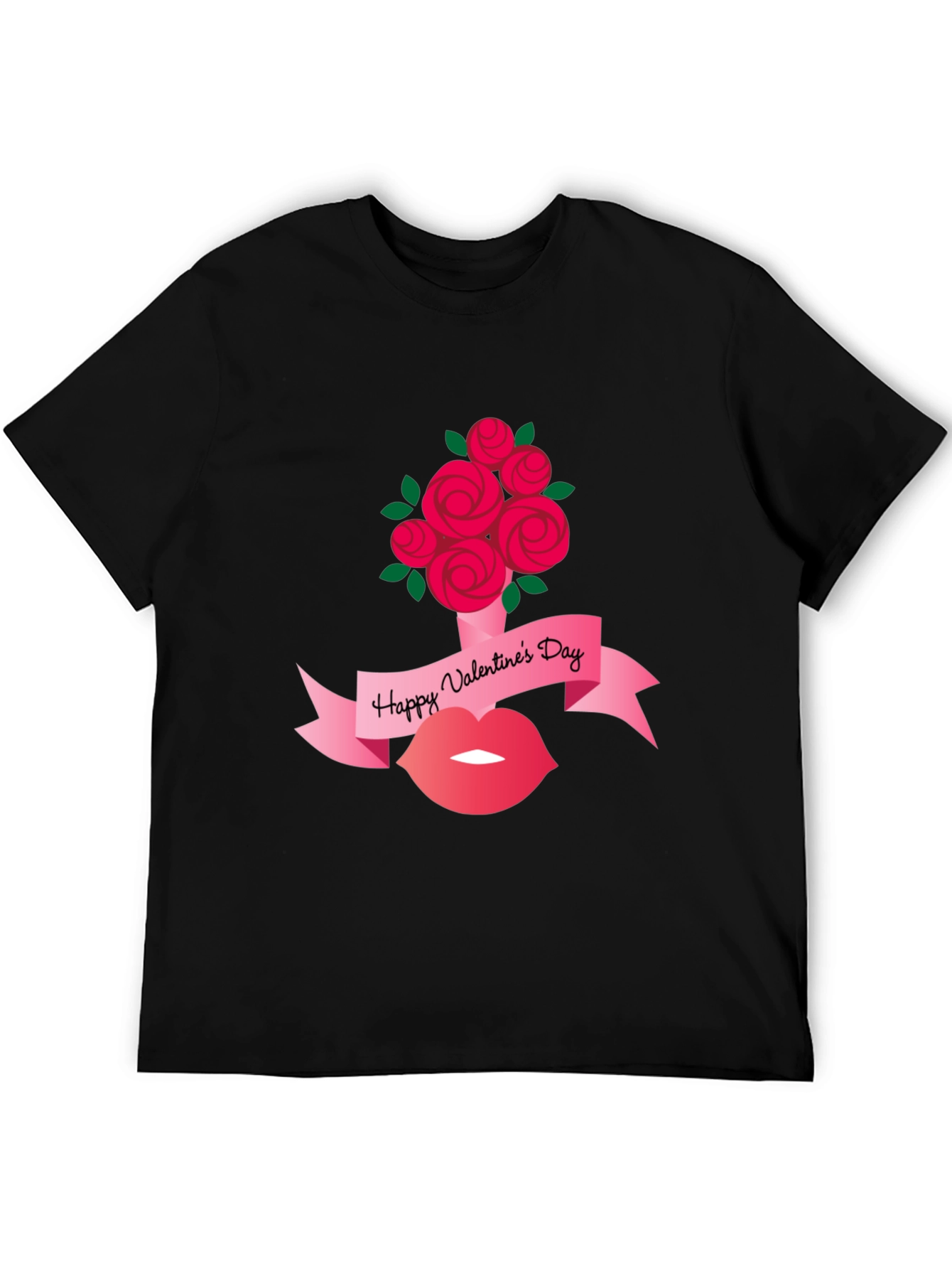 Valentines Day Roses and Lips Graphic Tee