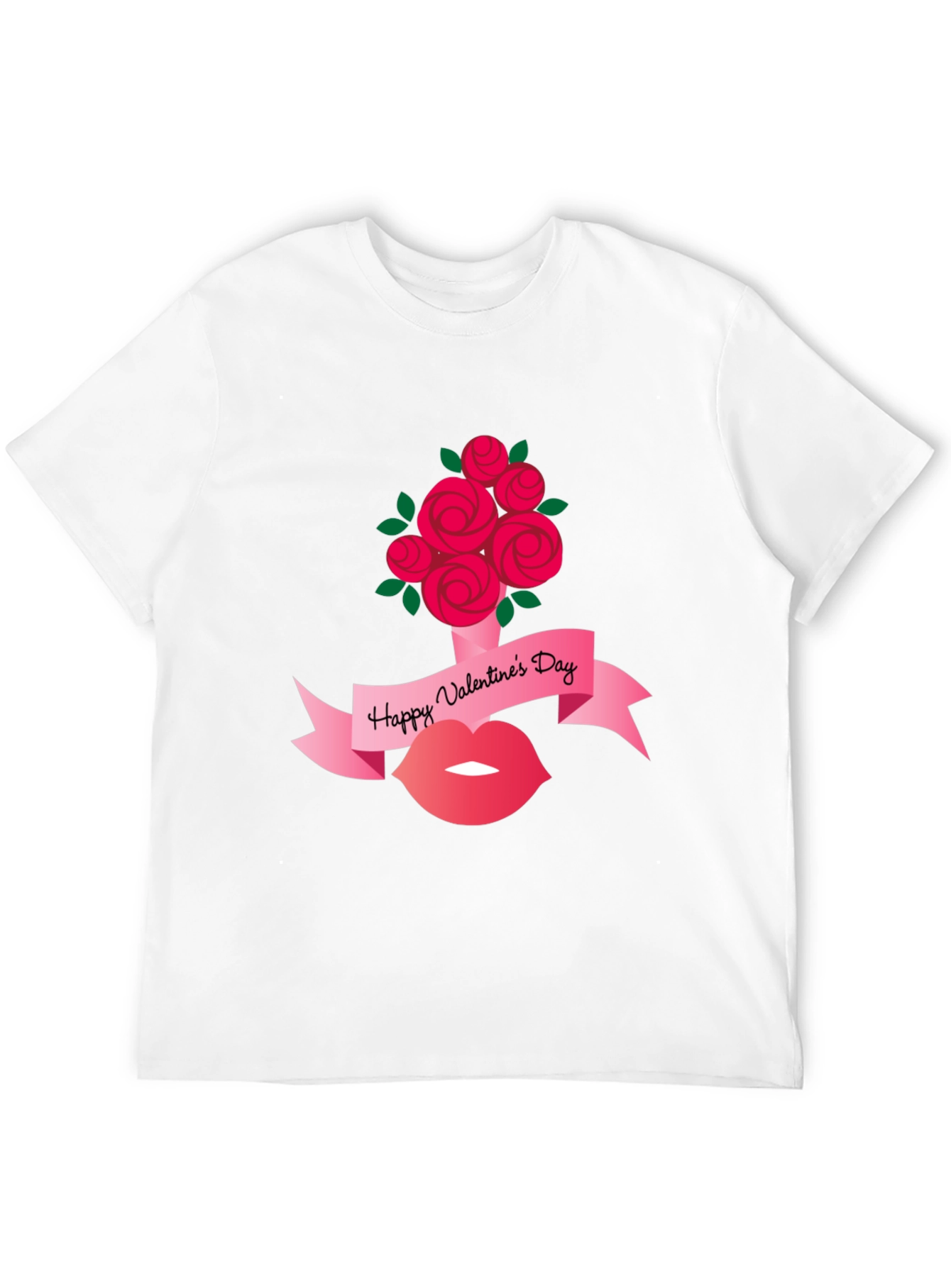 Valentines Day Roses and Lips Graphic Tee