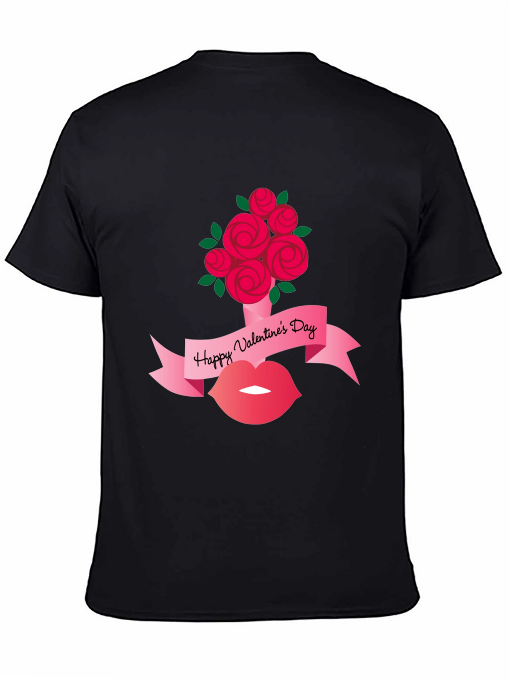 Valentines Day Roses and Lips Graphic Tee