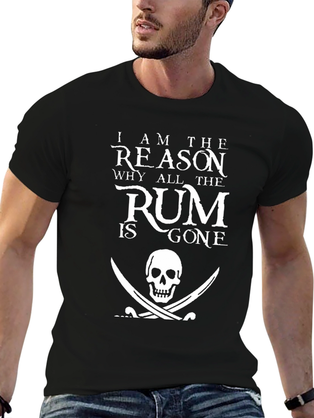Pirate Rum Gone Graphic Tee - Black