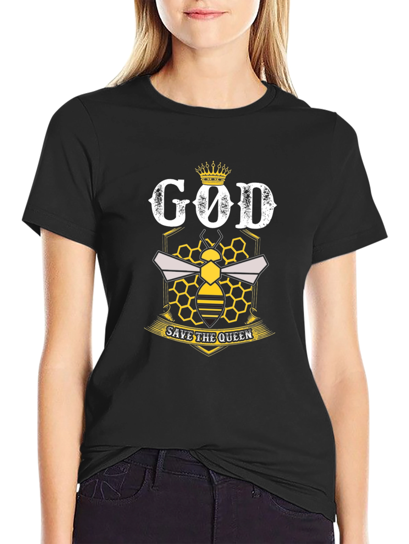 God Save the Queen Bee T-Shirt - Black