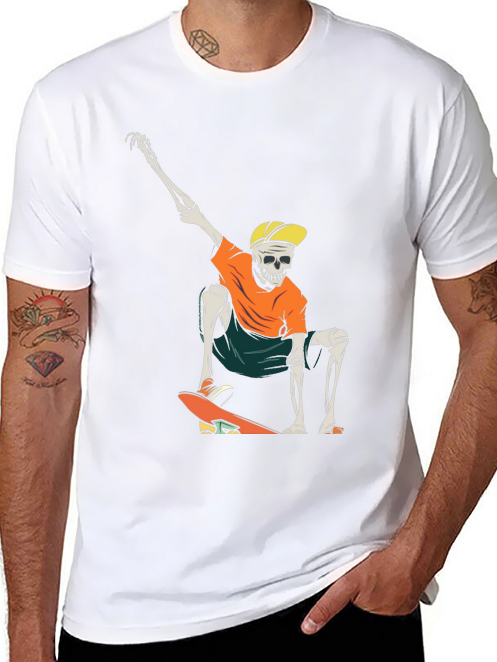 Skateboarding Skeleton Graphic T-Shirt
