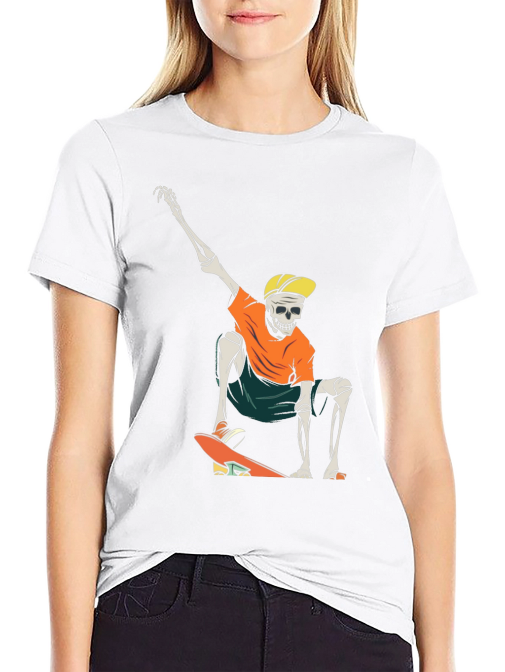 Skateboarding Skeleton Graphic T-Shirt