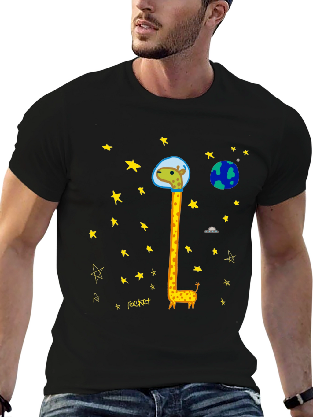 Giraffe Astronaut Graphic T-Shirt