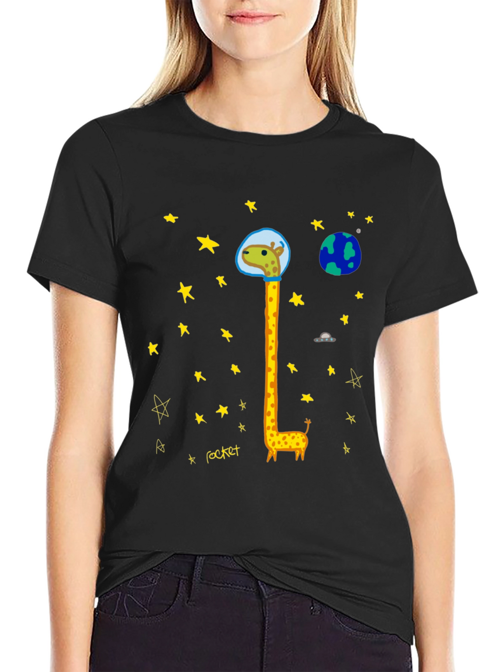 Giraffe Astronaut Graphic T-Shirt
