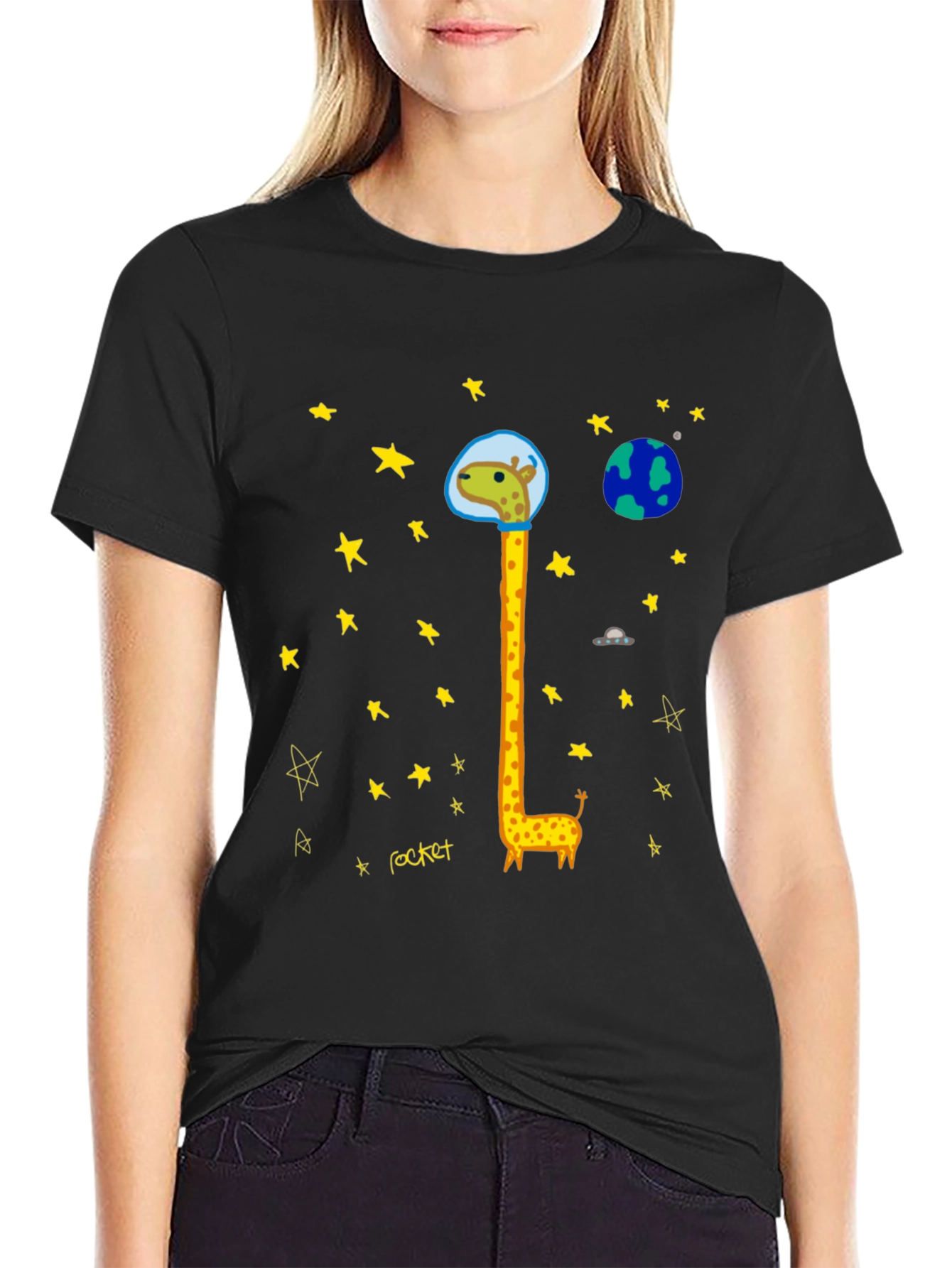 Giraffe Astronaut Graphic T-Shirt